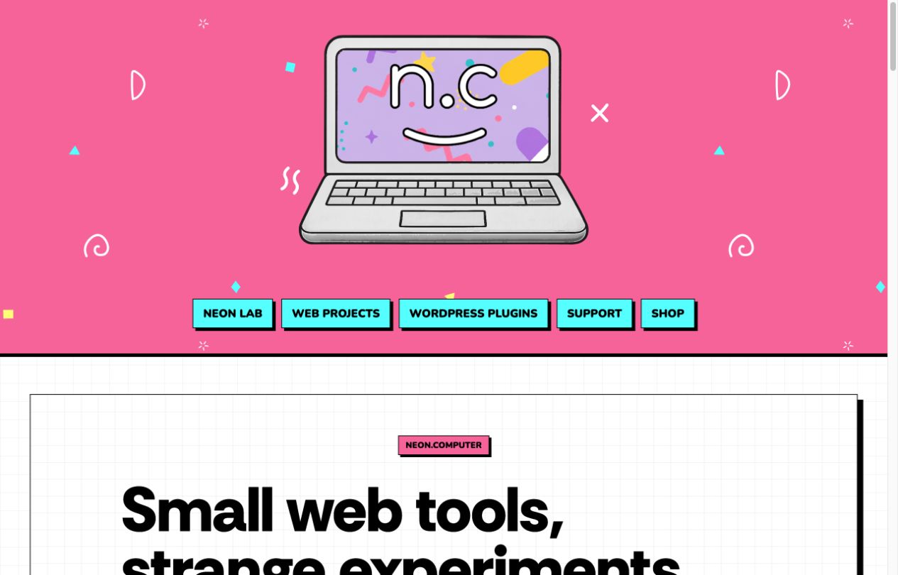 Neon.Computer homepage screenshot